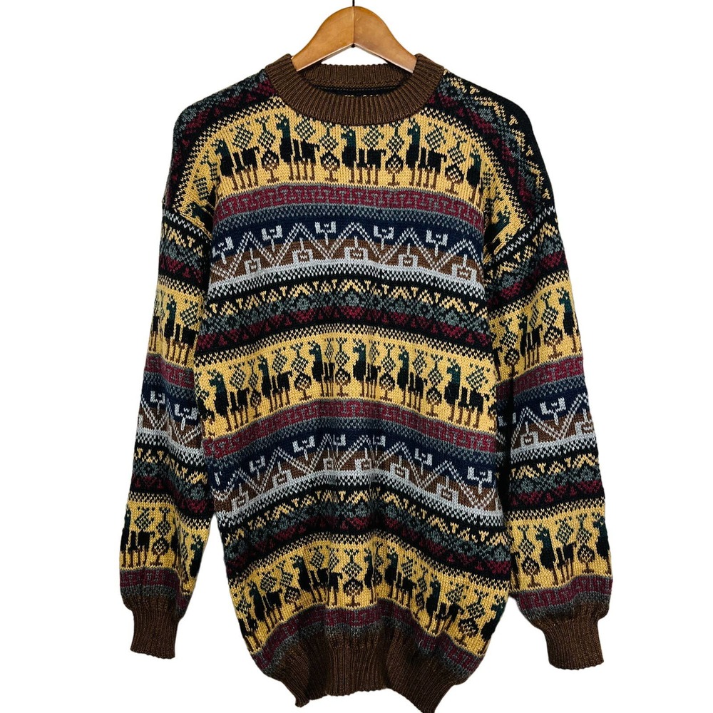 Vintage Crewneck Alpaca Print Sweater Super Soft Tags Removed - XL